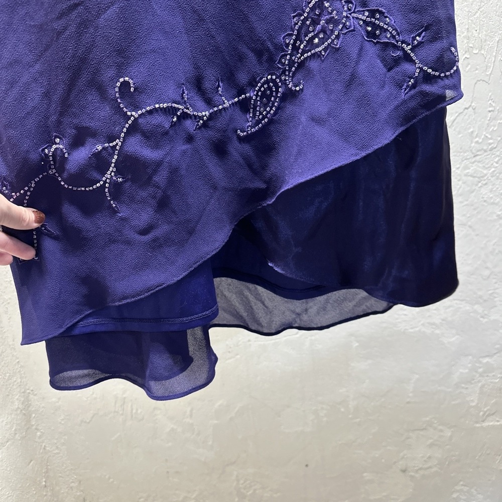 Dark Purple Beaded Embellished Tiered Maxi Skirt Women's Size 16 plus skirt - Picture 5 of 7